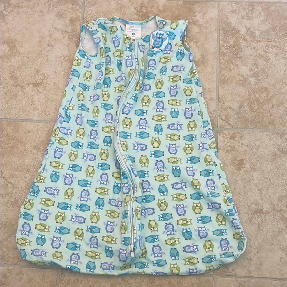 Cozy Halo Owl Print Sleep Sack - Blue and Green